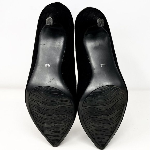 Impo Black‎ Faux Suede Stretch Ankle Boots Lattice Cutwork Zipper Back 3.5” Heel - Picture 8 of 11